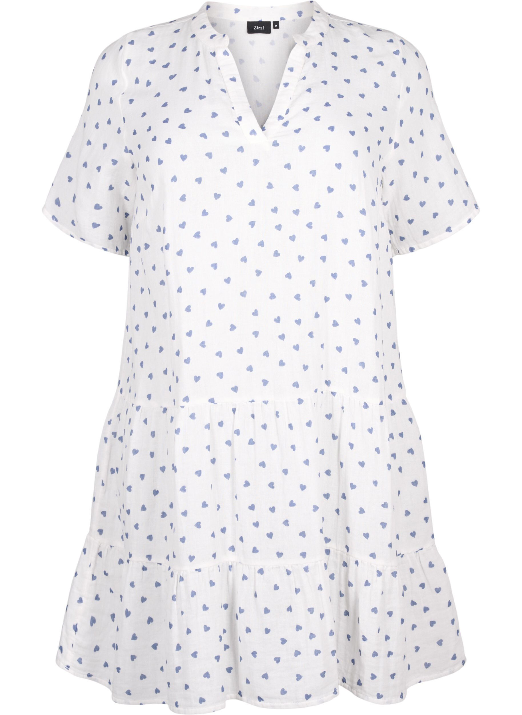 Zizzi Baumwollkleid mit Herzprint, Bright White Heart, Packshot image number 0