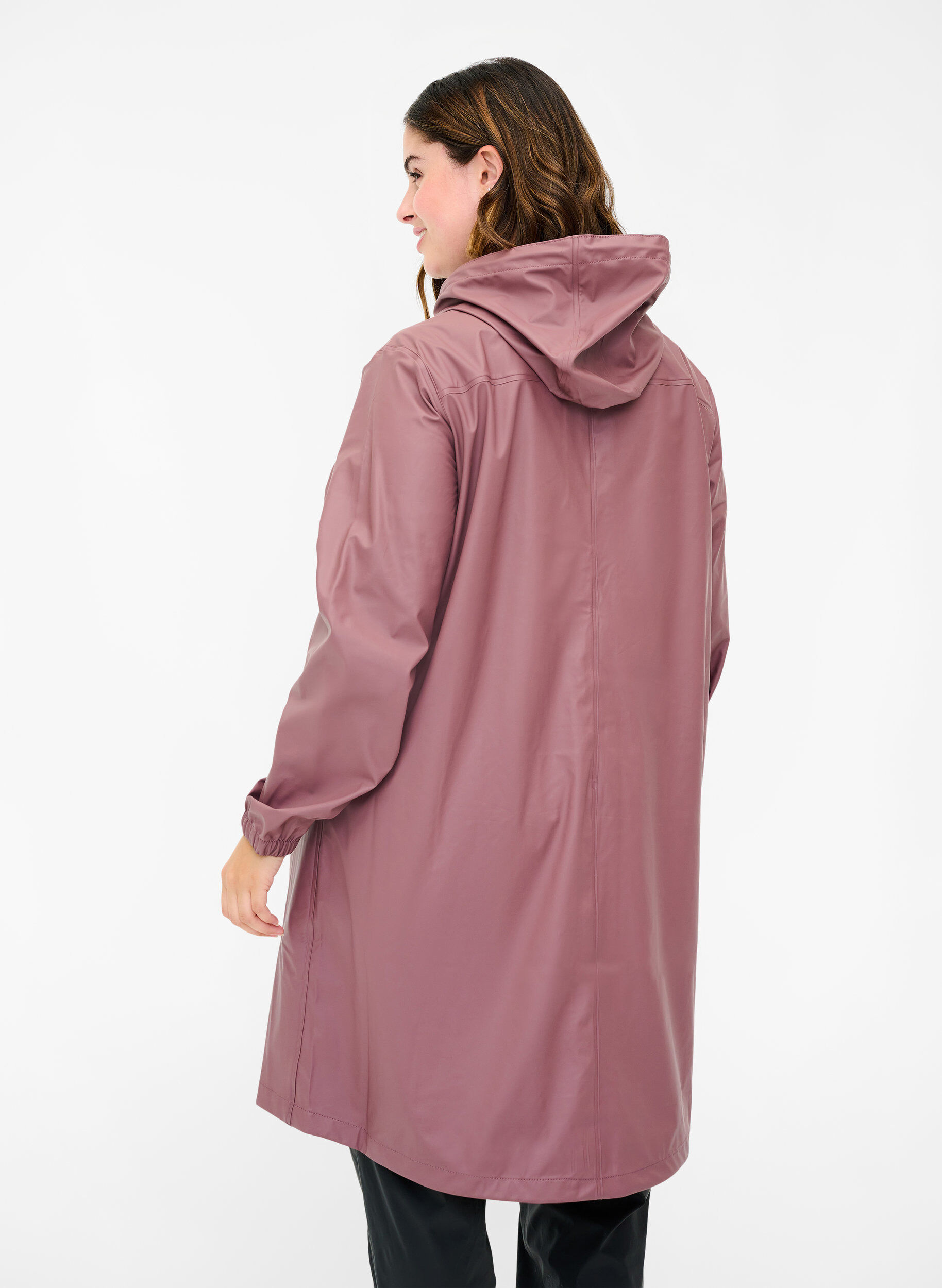 Zizzi Regenjacke mit Kapuze und Knopfverschluss, Rose Taupe, Model image number 1