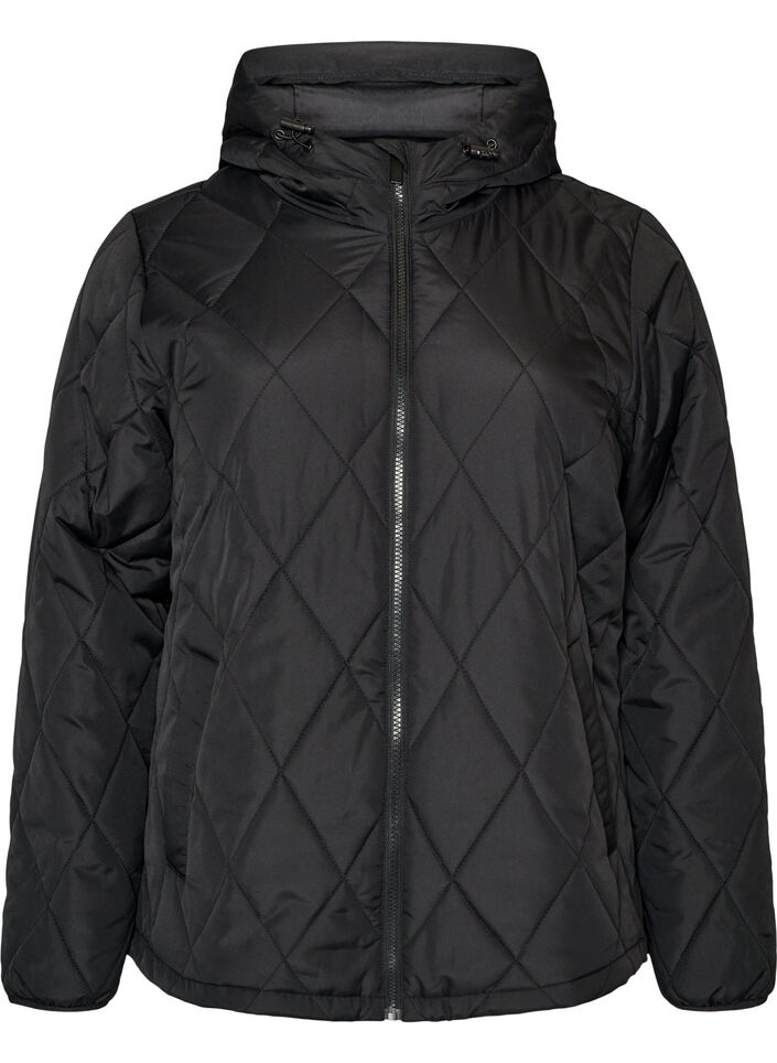 Veste l&eacute;g&egrave;rement matelass&eacute;e en losange, Noir, Packshot image number 0