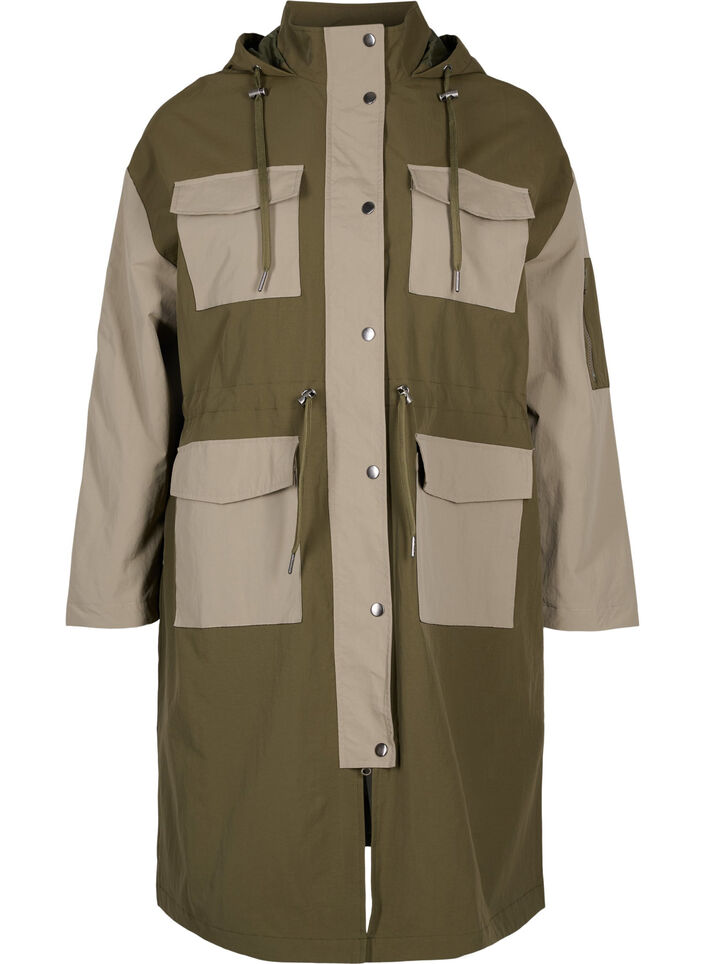 Veste contrastée avec poches, Dark Olive Comb., Packshot image number 0