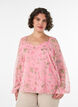 Chemisier en mousseline avec imprim&eacute; floral et manches longues, Rose, Model image number 0