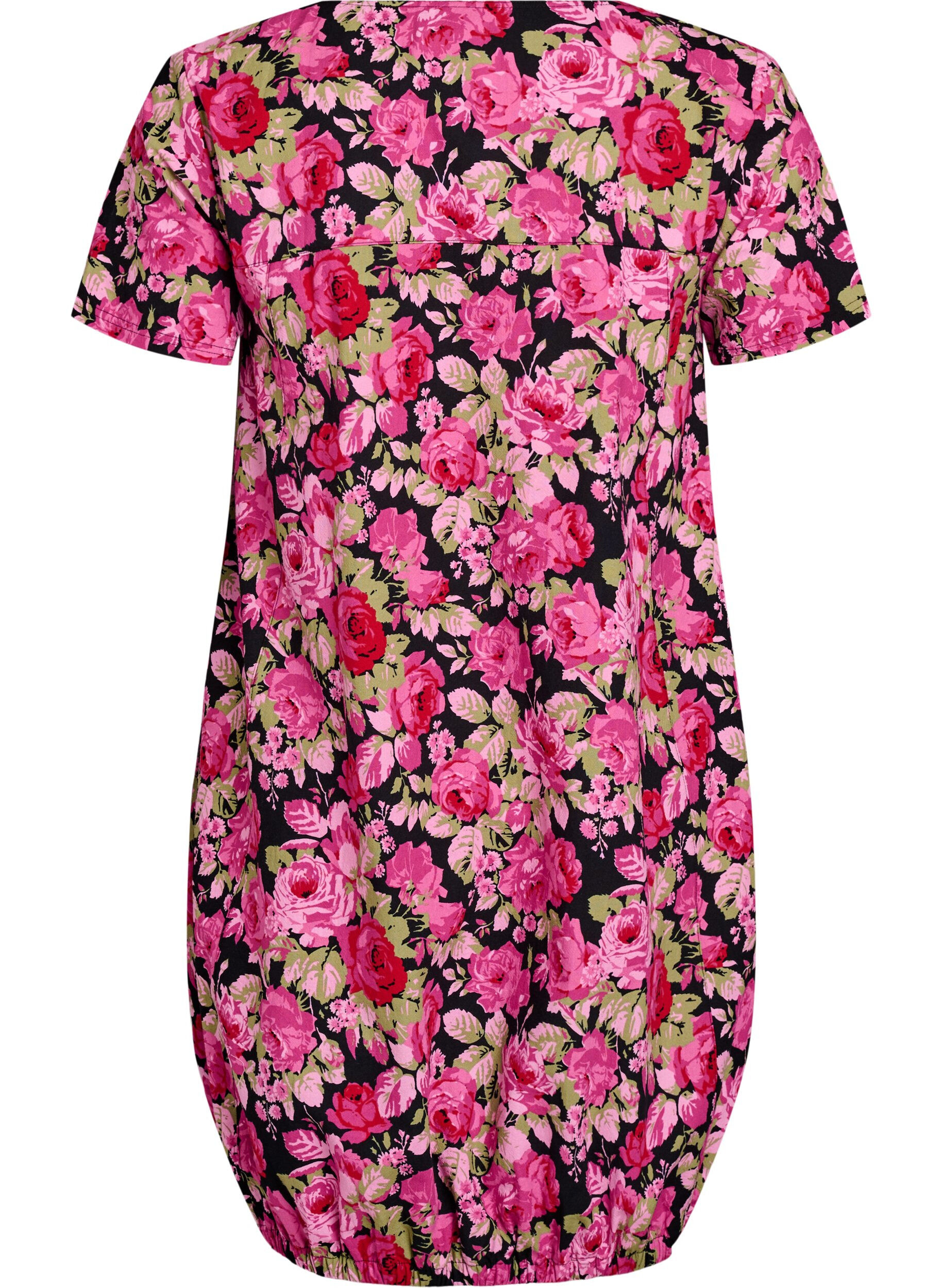 ZizziRobe en coton &agrave; manches courtes avec imprim&eacute;, Noir, Packshot image number 1
