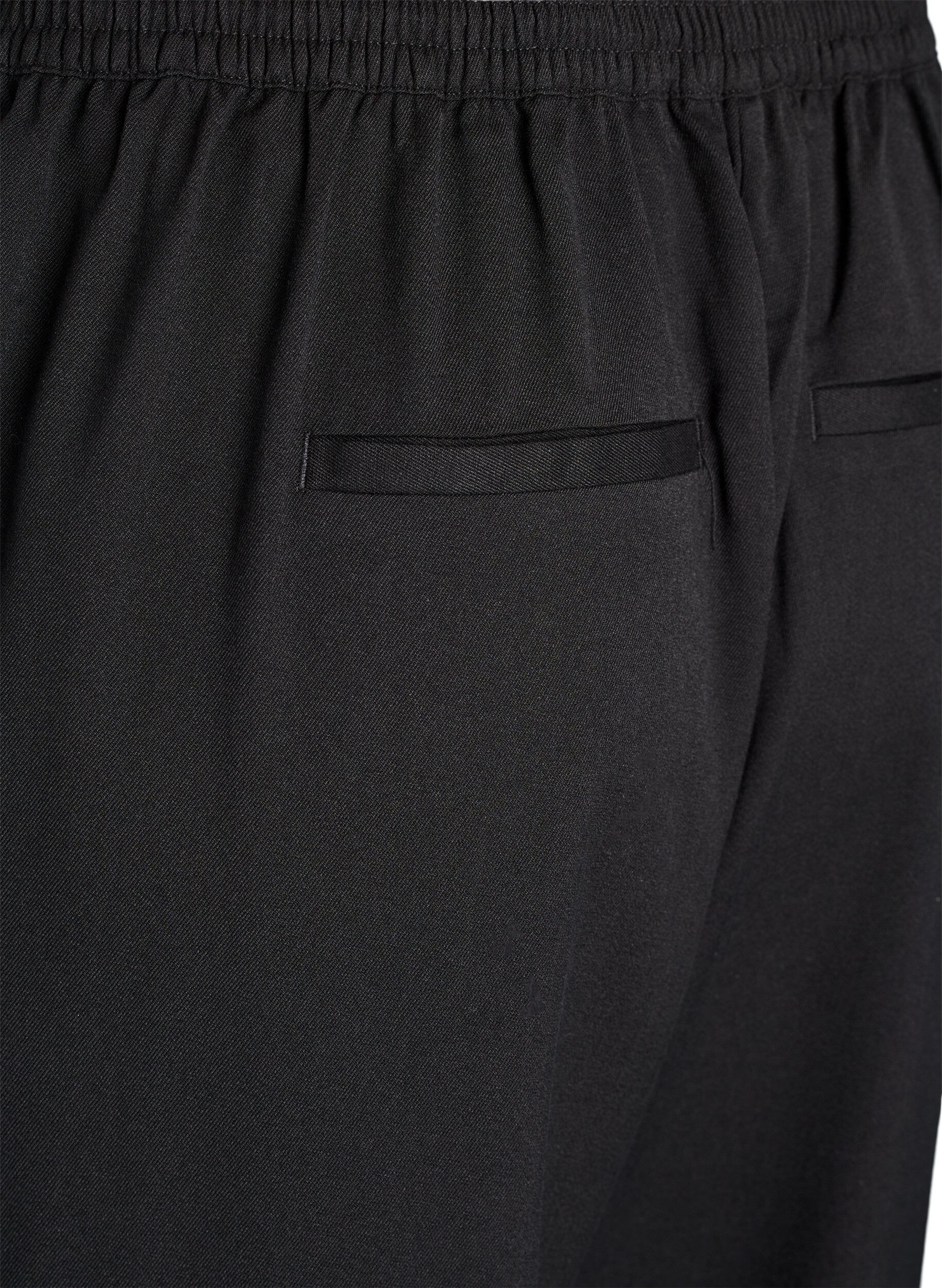 Zizzi Pantalon large taille haute, Noir, Packshot image number 3