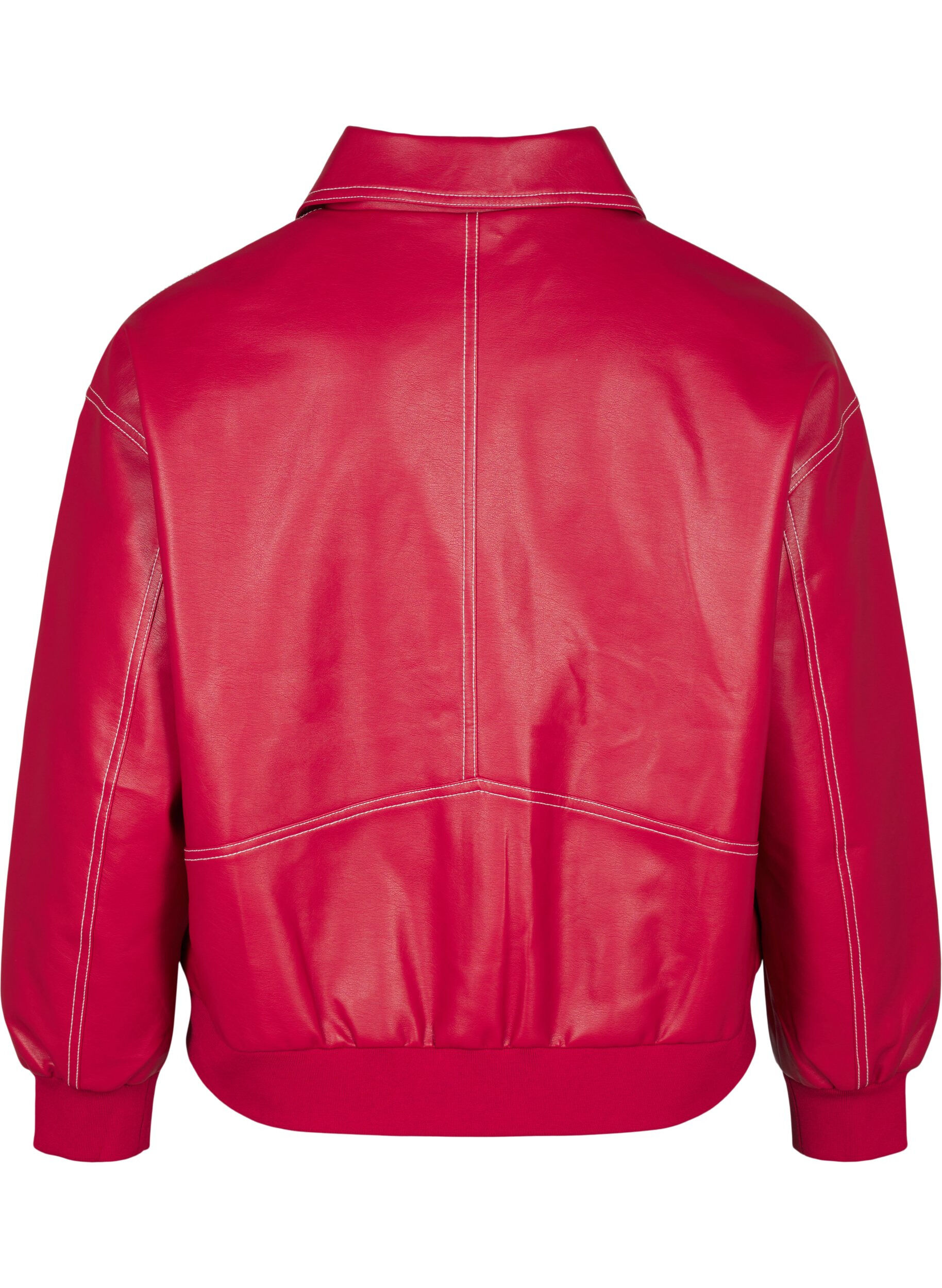 Zizzi Blouson bomber en similicuir, Rhythmic Red, Packshot image number 1