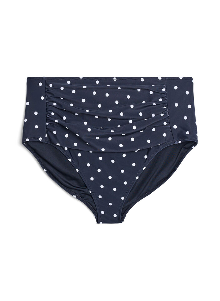 Culotte de bikini taille haute &agrave; pois, Noir, Packshot image number 0
