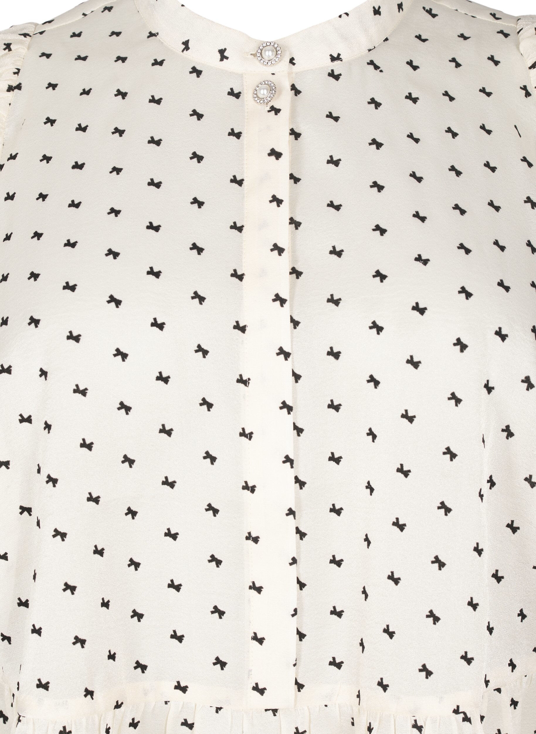 Zizzi Chemisier &agrave; basque et n&oelig;uds, Ecru w Bow, Packshot image number 2