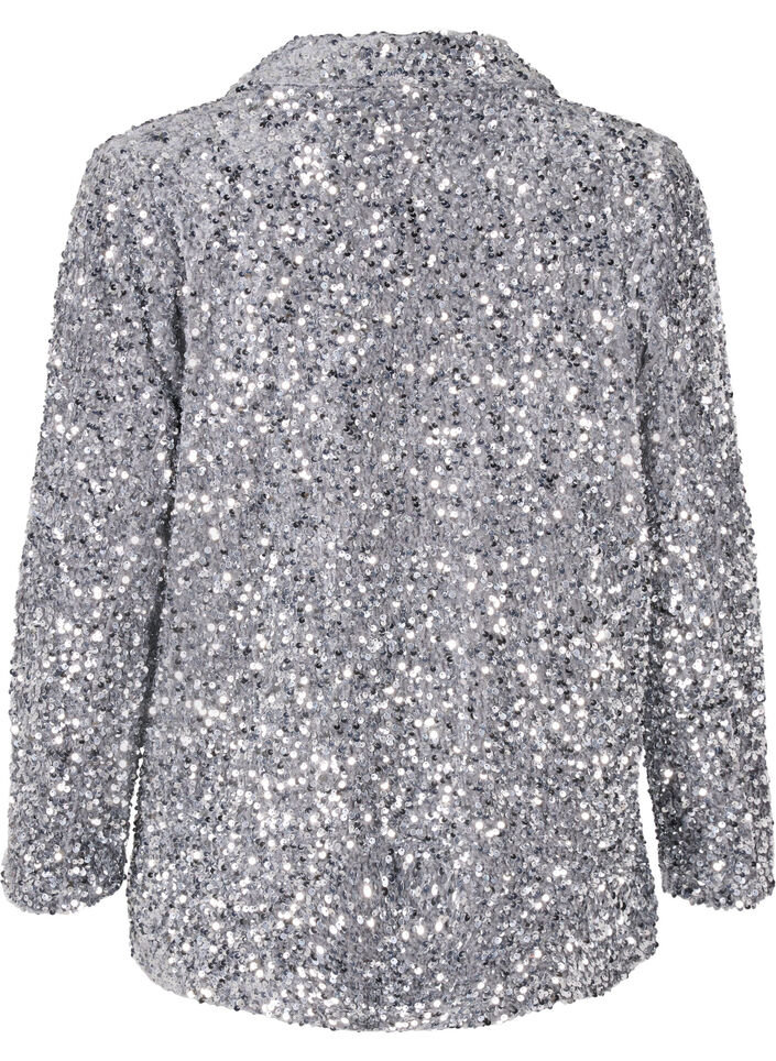 Blazer à paillettes avec des poches, Silver, Packshot image number 1