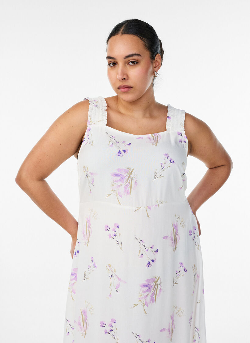 Robe d'&eacute;t&eacute; avec bretelles larges, Blanc, Model image number 2