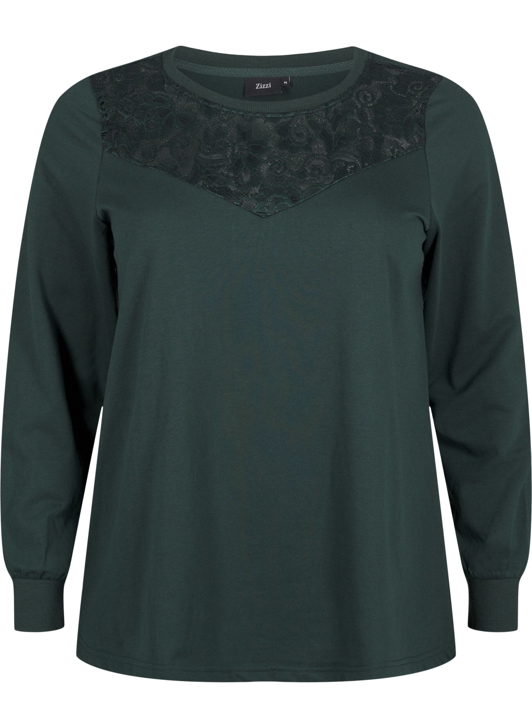 Zizzi Sweatshirt avec ornements en dentelle, Scarab, Packshot image number 0