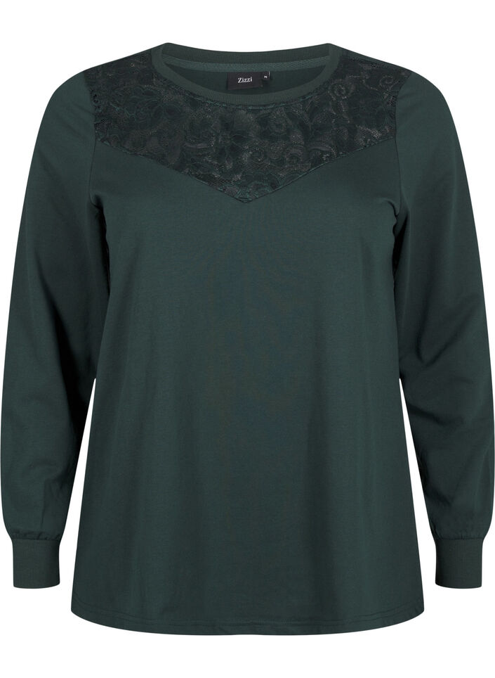 Sweatshirt mit Spitzendetails, Scarab, Packshot image number 0