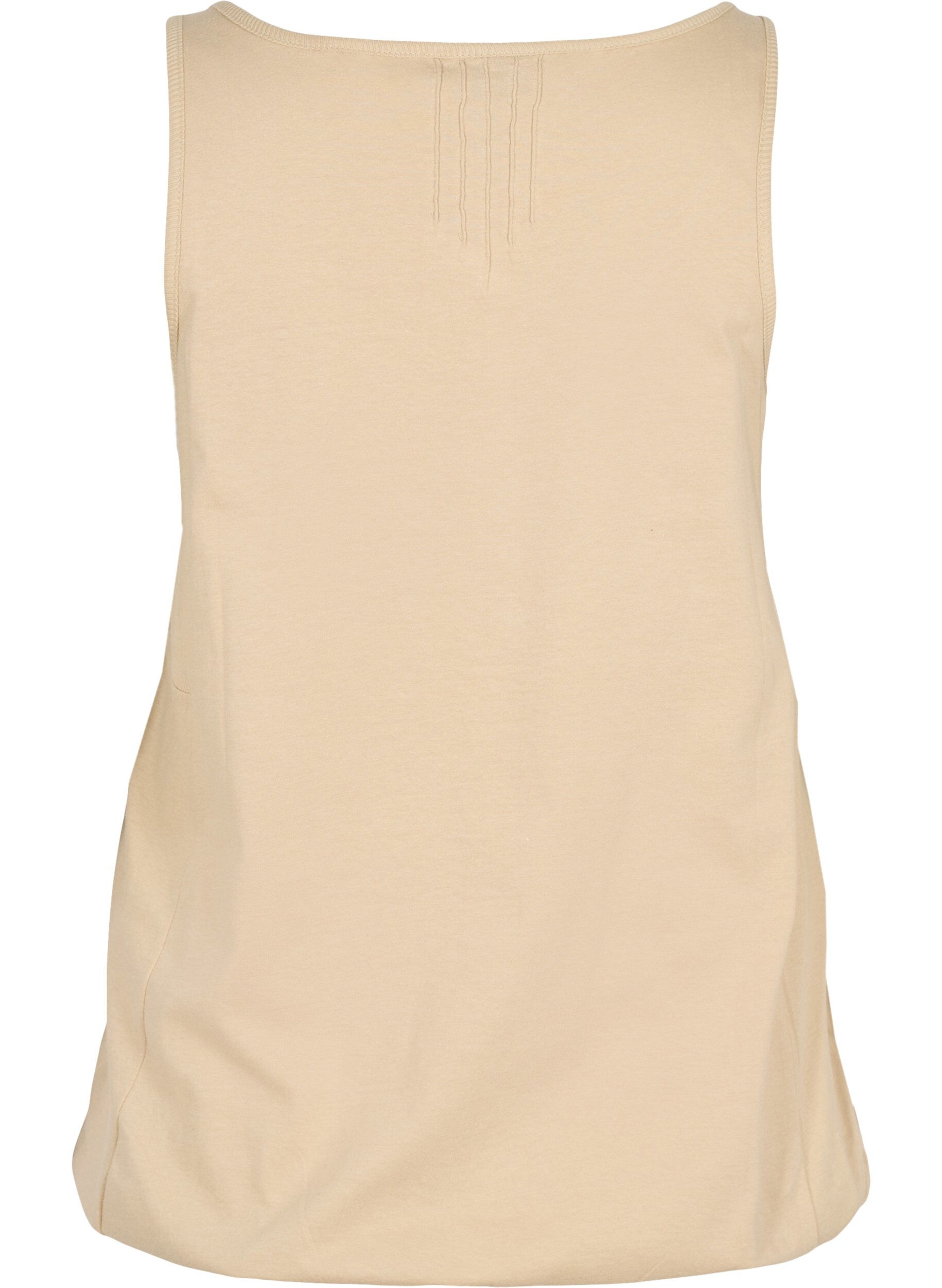 Zizzi Haut en coton solide avec &eacute;lastique dans le bas, Humus, Packshot image number 1