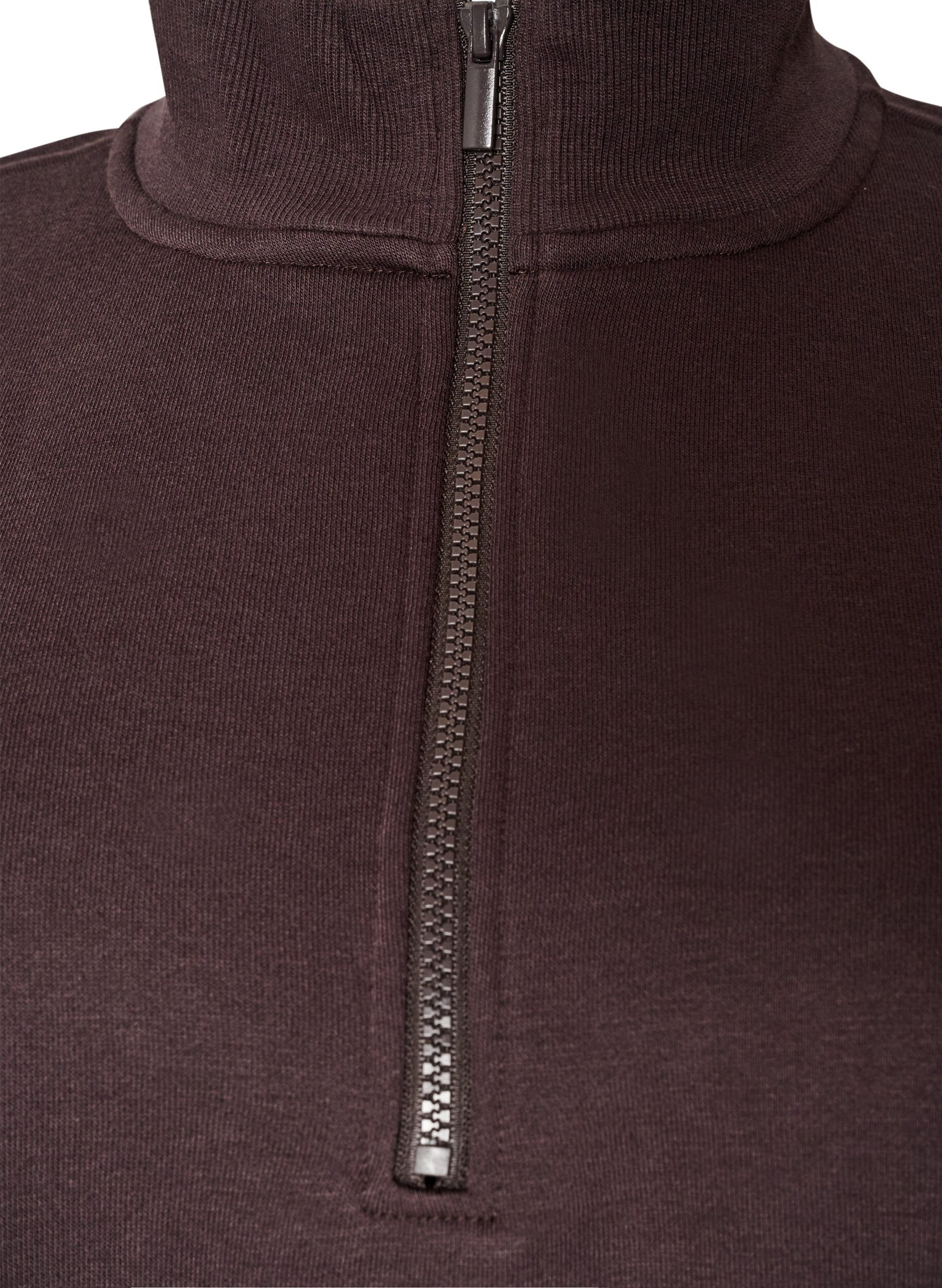ZizziRobe sweat avec col montant c&ocirc;tel&eacute; et zip, Marron, Packshot image number 2
