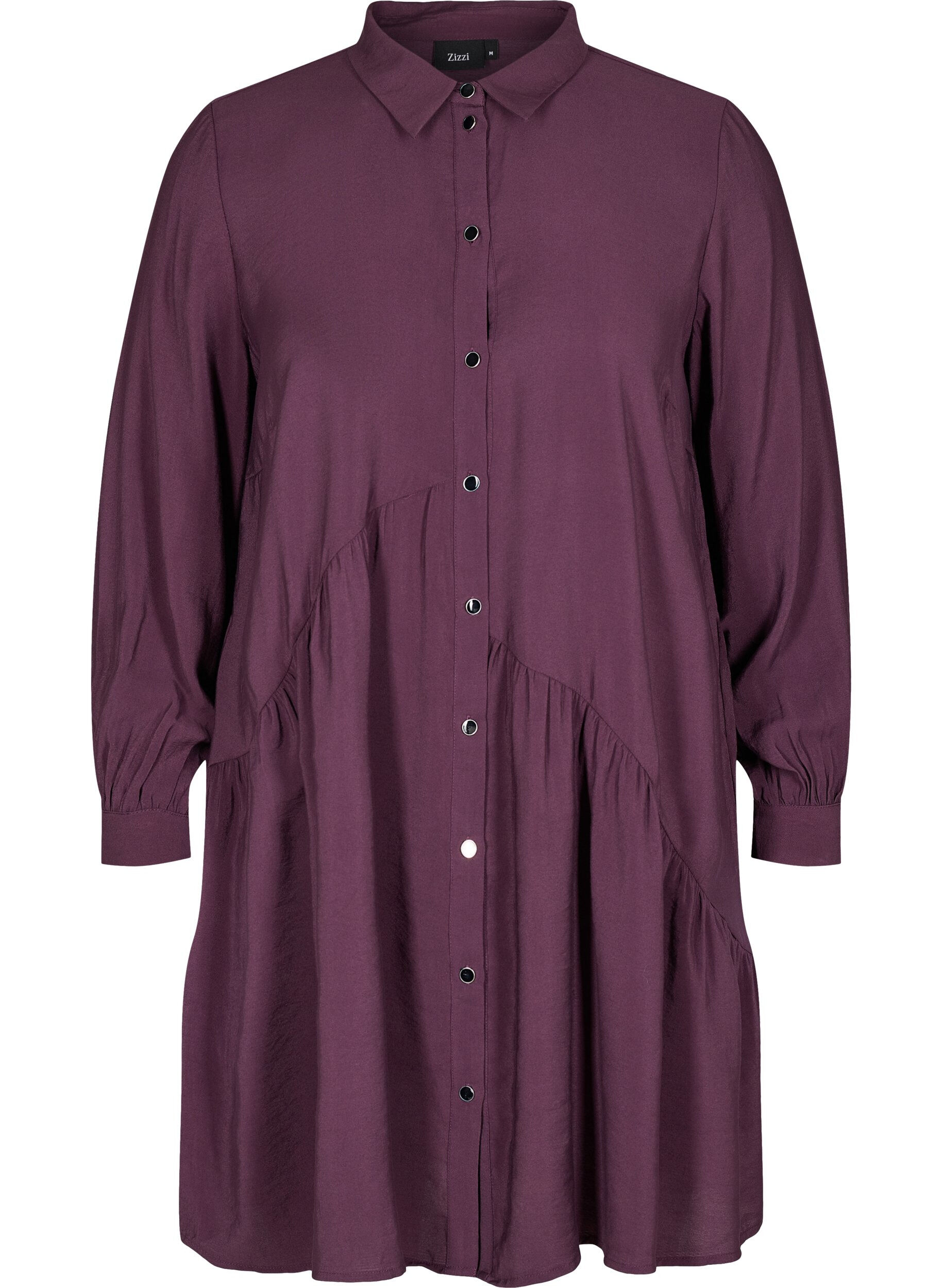 Zizzi Einfarbiges Hemdkleid mit A-Linie, Plum Perfect, Packshot image number 0