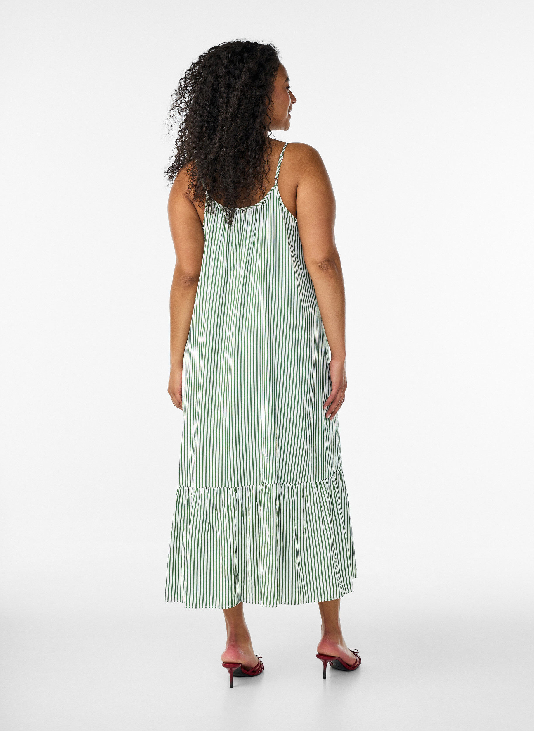 ZizziRobe d'&eacute;t&eacute; &agrave; rayures et &agrave; forme en A, Vert clair, Model image number 1
