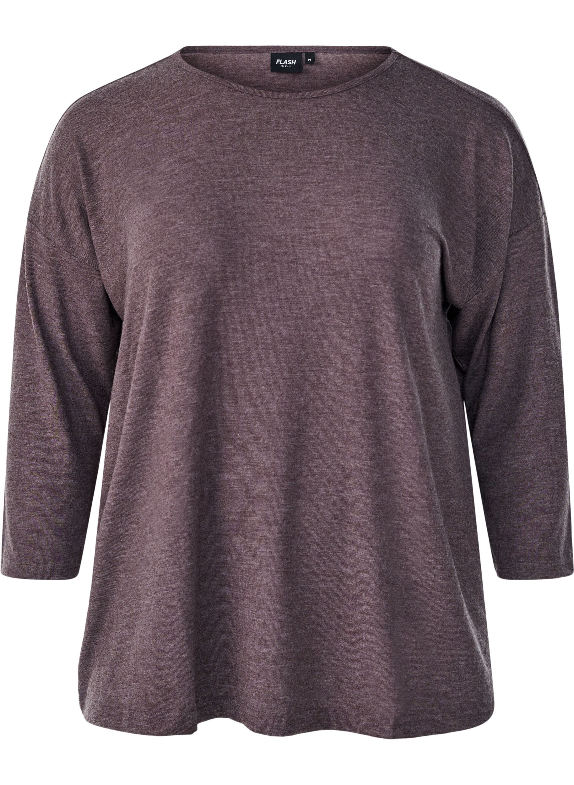 ZizziBluse aus Jersey mit 3/4-&Auml;rmeln, Braun, Packshot image number 0