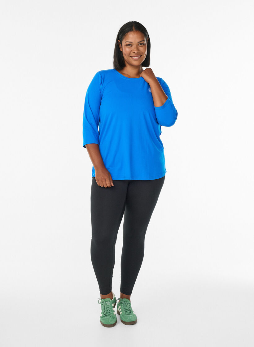 Trainingsshirt mit 3/4-&Auml;rmeln, Blau, Model image number 1