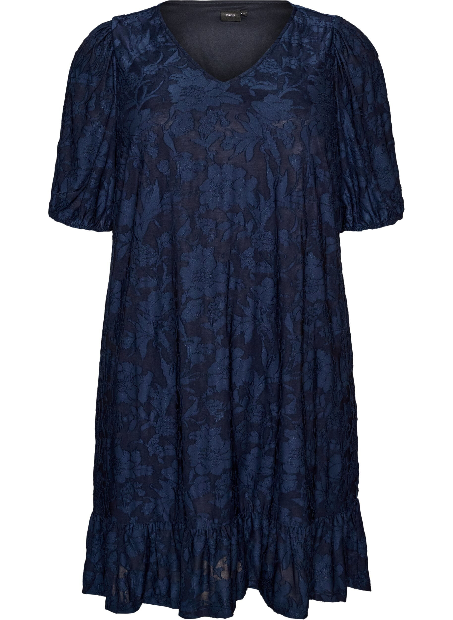 ZizziRobe &agrave; texture florale et bordure &agrave; volants, Bleu, Packshot image number 0