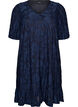 Robe &agrave; texture florale et bordure &agrave; volants, Bleu, Packshot image number 0