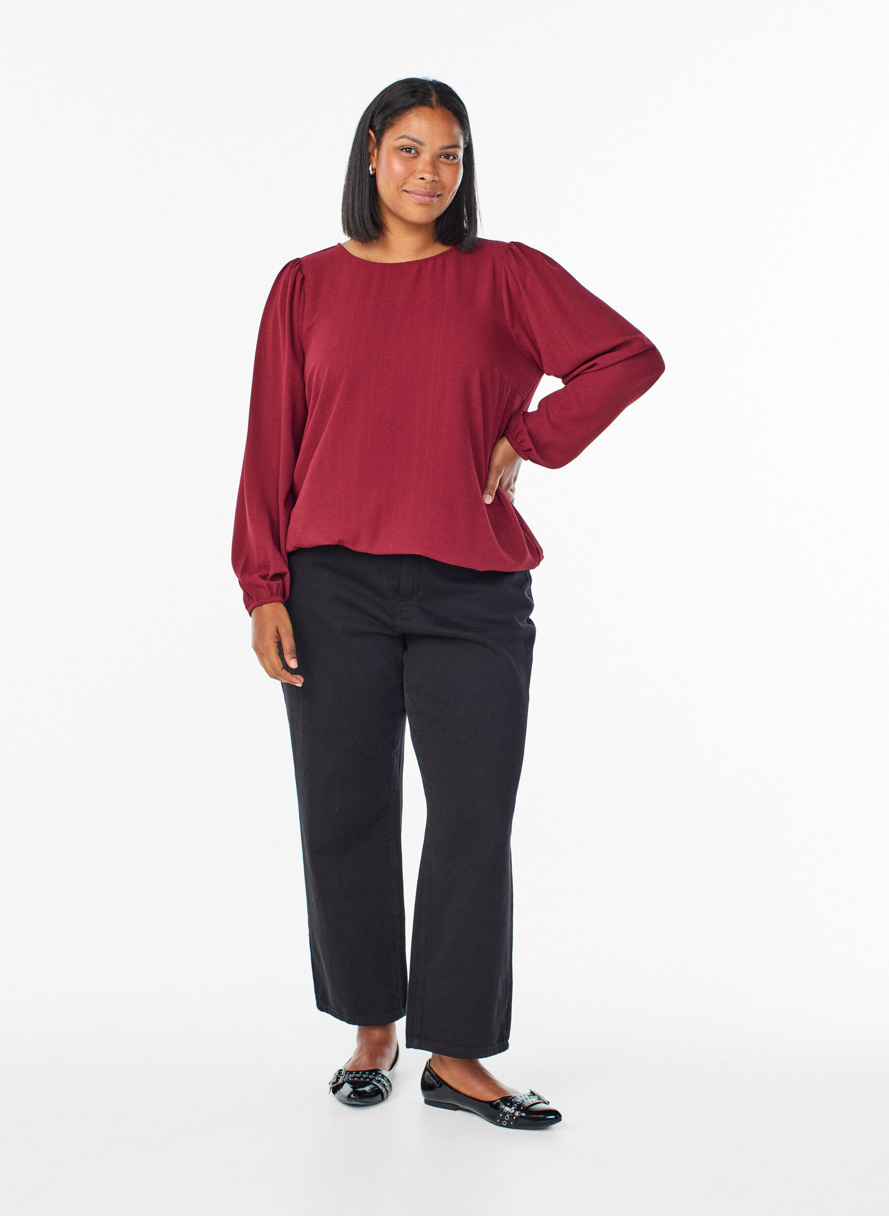 ZizziBlouse avec des paillettes, Bordeaux fonc&eacute;, Model image number 1