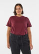 Basic-T-Shirt aus Baumwolle mit Rundhalsausschnitt., Dunkles Bordeaux, Model image number 0