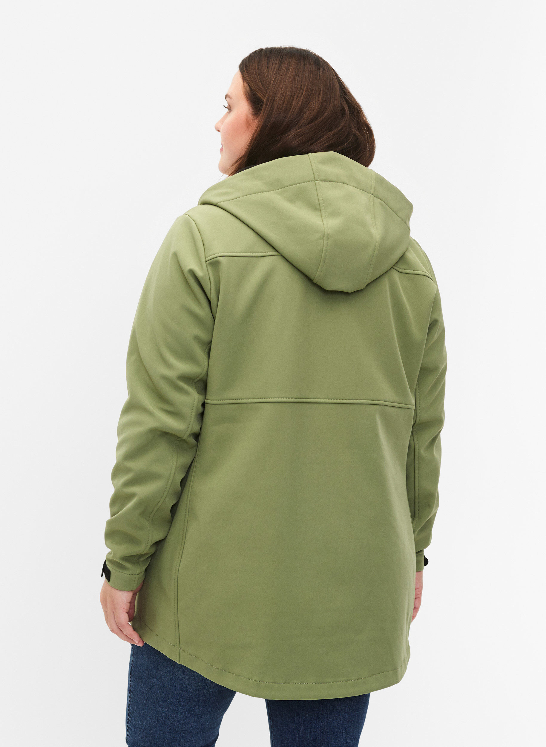 Zizzi Kurze Softshell-Jacke mit Taschen, Oil Green, Model image number 1
