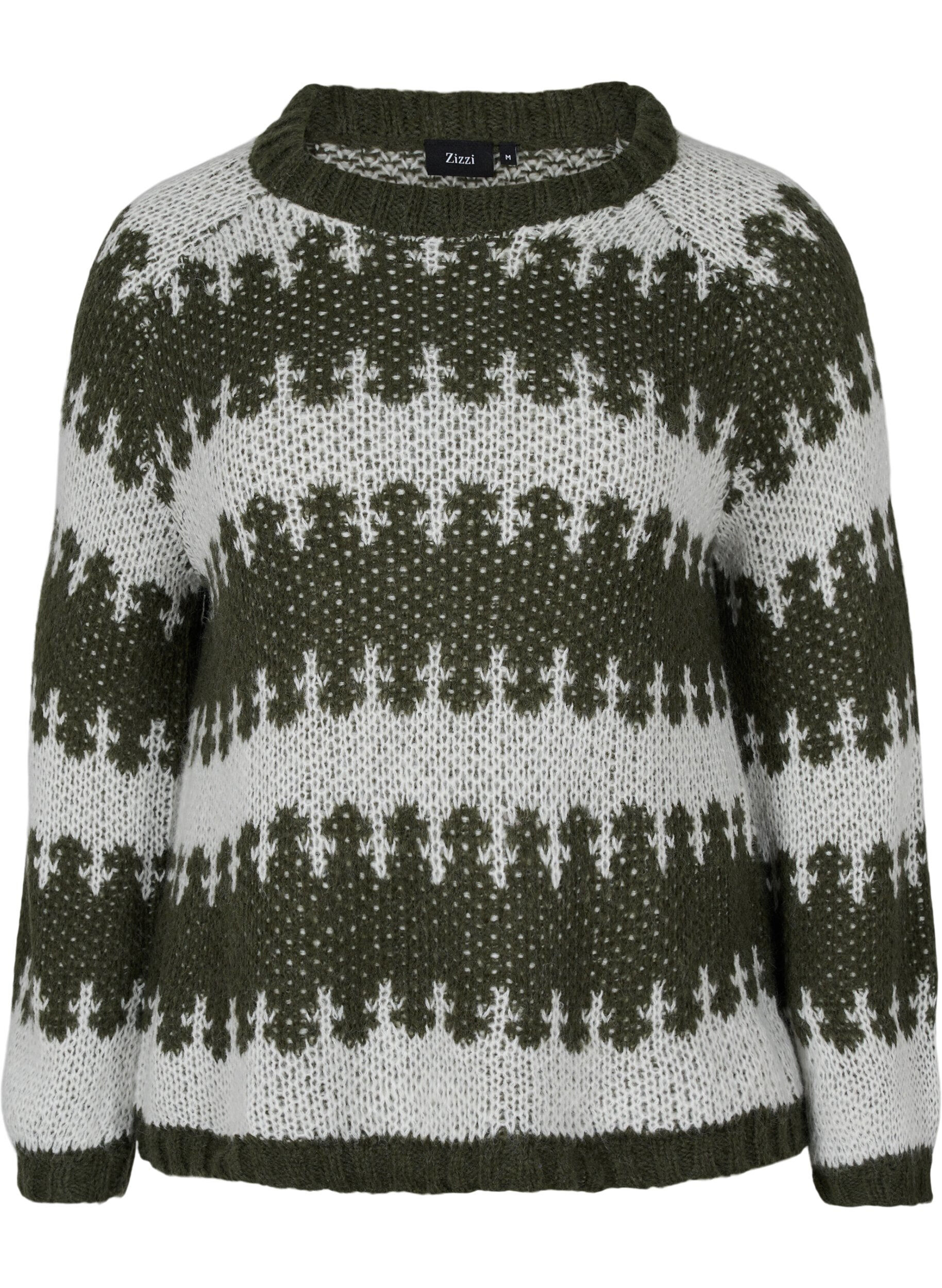 Zizzi Strickpullover mit Muster , Forest Night Comb, Packshot image number 0