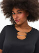 Gerippte Bluse mit Kettendetail, Black, Model image number 2