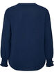 Blouse avec poignets smock&eacute;s et col en V, Bleu, Packshot image number 1
