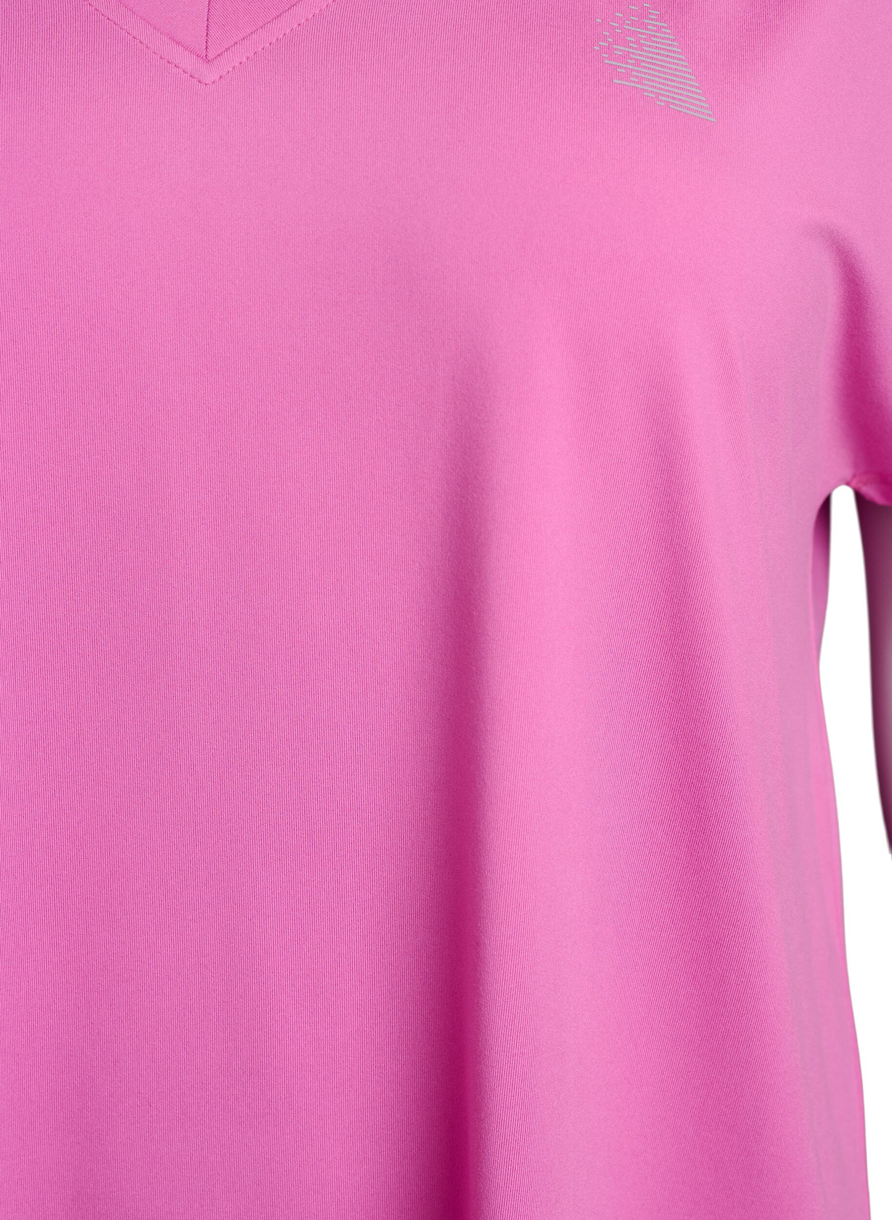 Zizzi Lockeres Trainings-T-Shirt mit V-Ausschnitt, Pink, Packshot image number 2