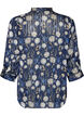 Gemusterte Bluse mit Stehkragen und 3/4-&Auml;rmeln, Blau, Packshot image number 1