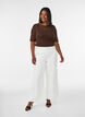Top en maille avec manches courtes et col rond, Marron, Model image number 1