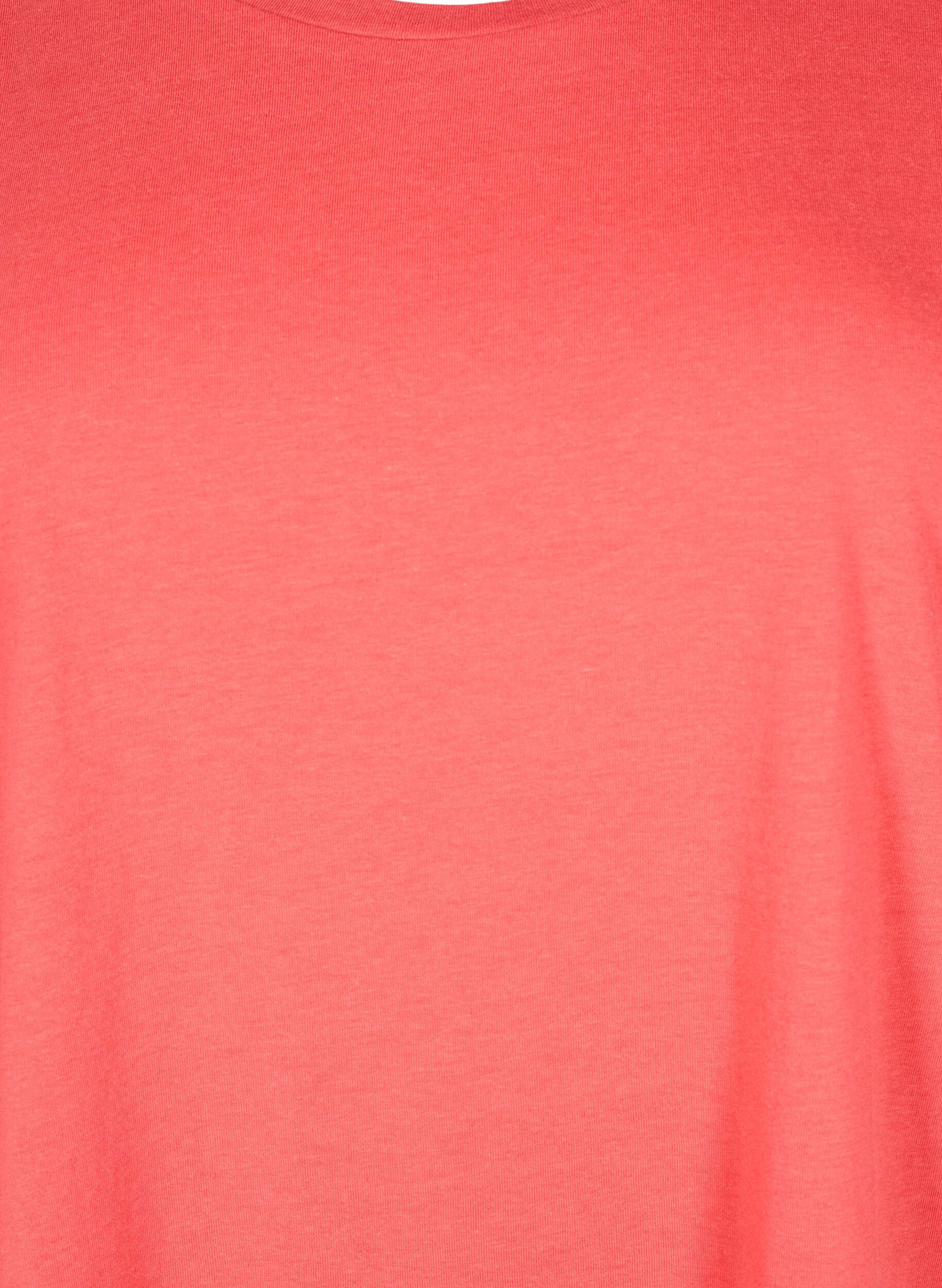 Zizzi Kurz&auml;rmliges T-Shirt aus einer Baumwollmischung, Rot, Packshot image number 2