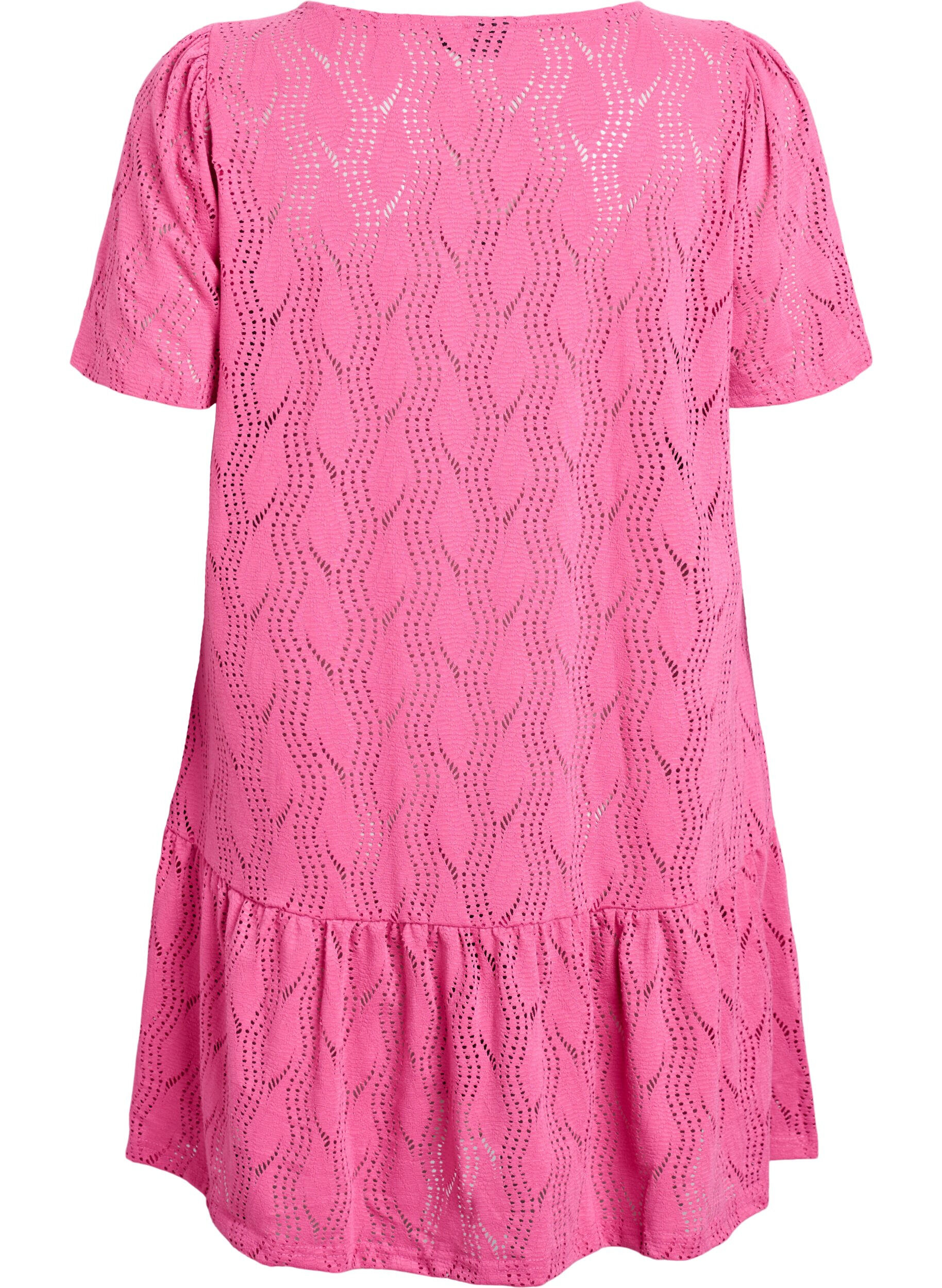 Zizzi FLASH - Robe courte en jersey &agrave; motif ajour&eacute;, Ibis Rose, Packshot image number 1