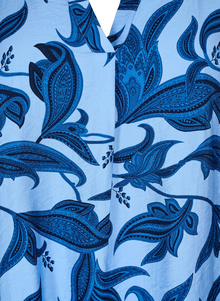 Langärmelige Bluse mit Paisleymuster und V-Ausschnitt, Blue Paisley AOP, Packshot image number 2