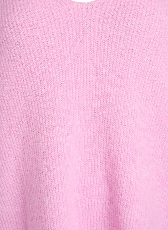 Strickbluse mit V-Ausschnitt und Raglanärmeln, Pink, Packshot image number 2