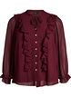 Transparente Bluse mit R&uuml;schen und Bindeband, Rot, Packshot image number 0