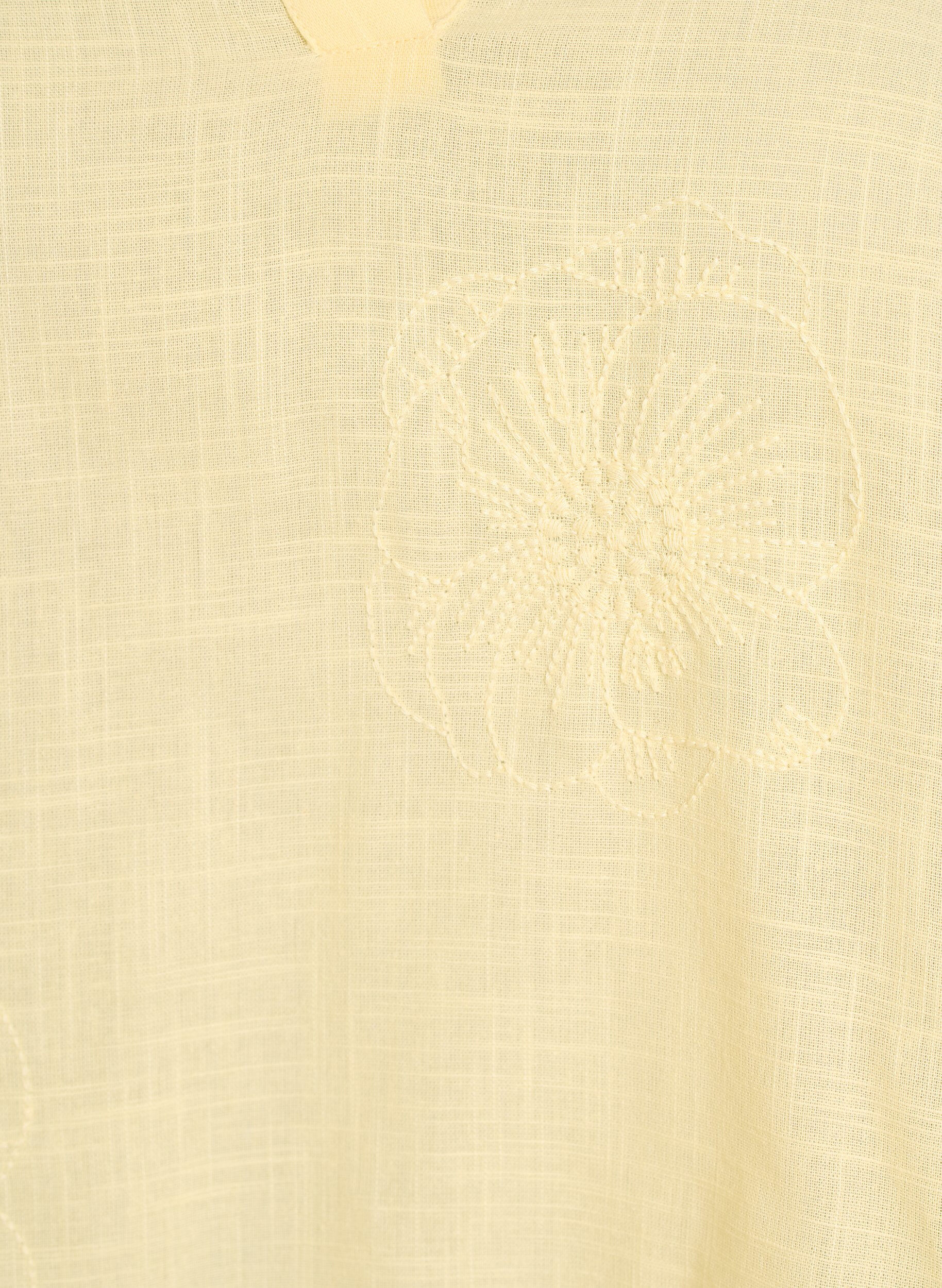 Zizzi Blouse en coton avec d&eacute;tails brod&eacute;s et manches 3/4, Jaune clair, Packshot image number 2