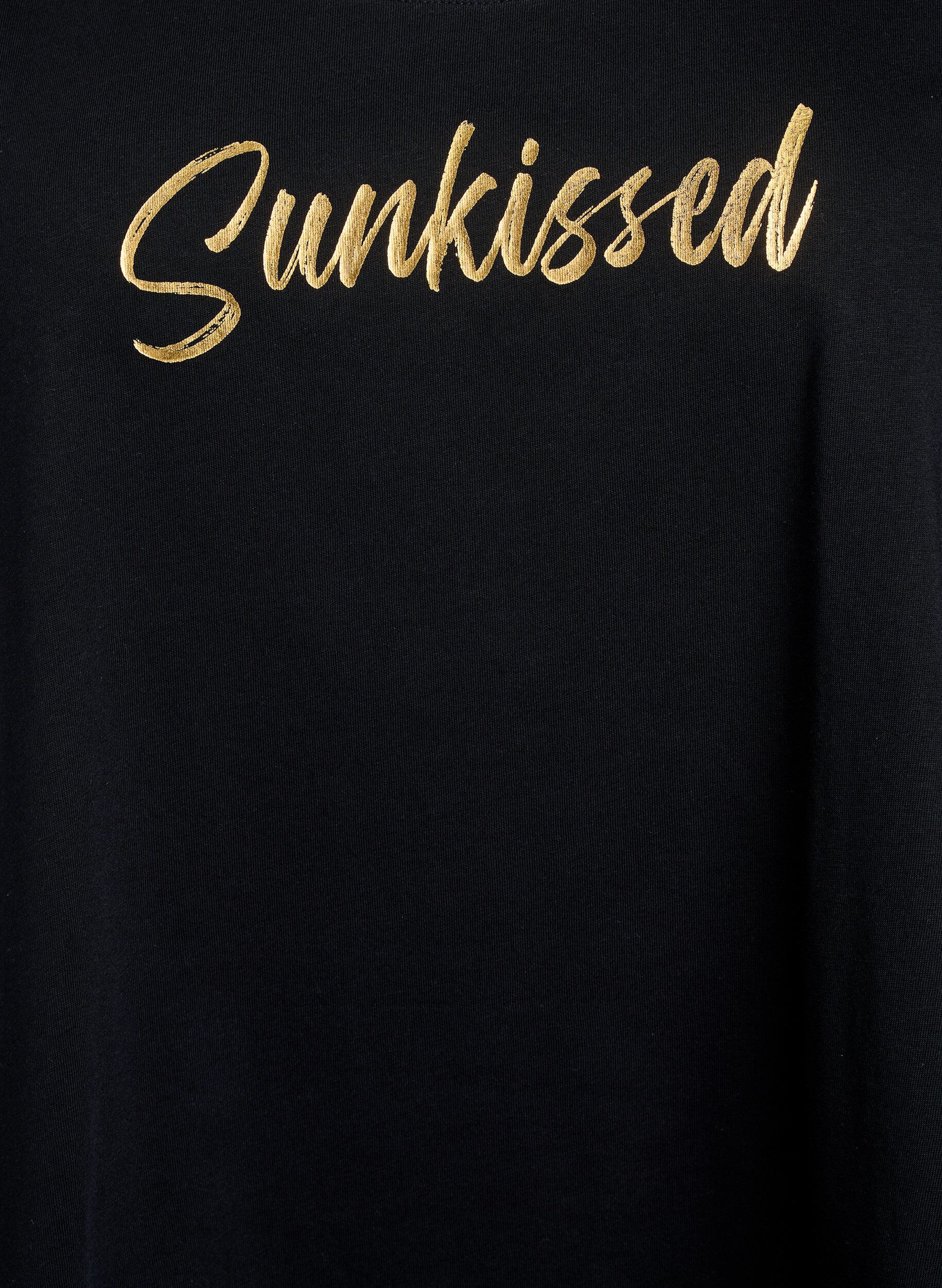 Zizzi Top aus Baumwolle mit A-Linie, Schwarz, Packshot image number 2