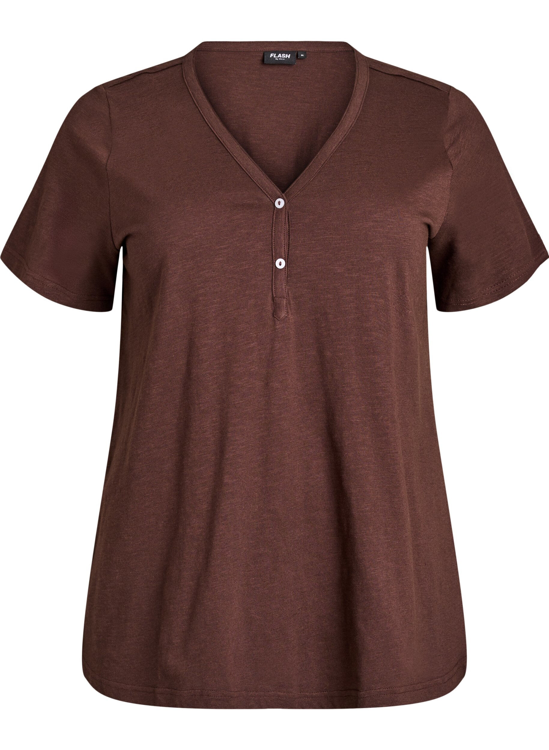ZizziT-shirt dot&eacute; de boutons, Marron, Packshot image number 0