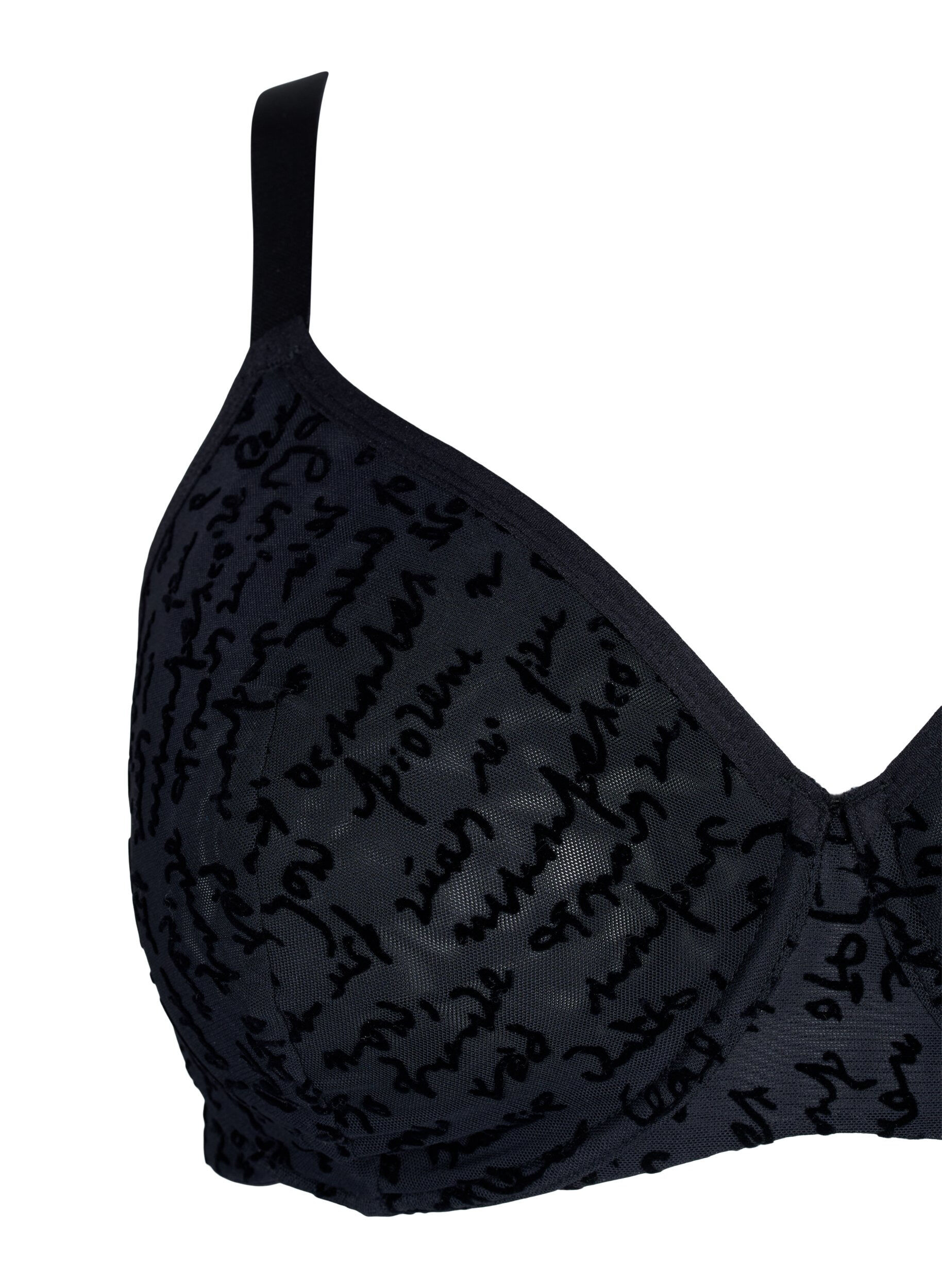 Zizzi Soutien-gorge int&eacute;gral avec texte imprim&eacute;, Black, Packshot image number 2