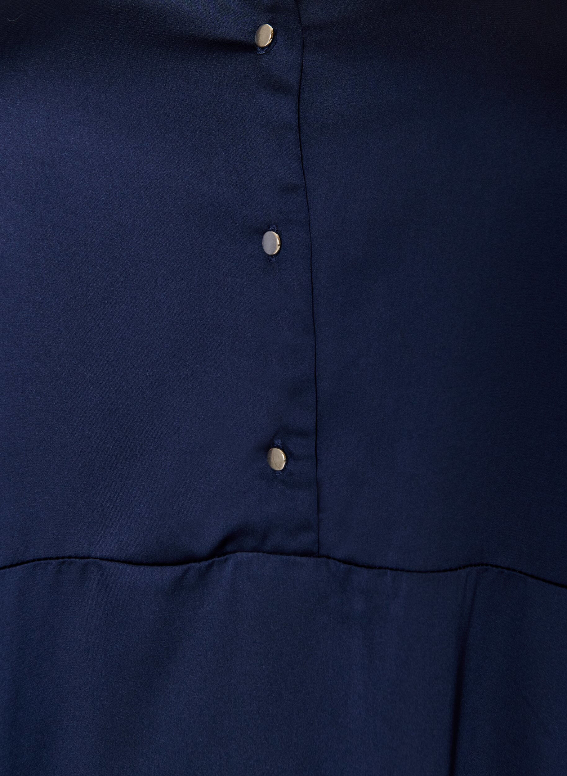 ZizziRobe en satin avec manches longues et col en V, Bleu, Packshot image number 2