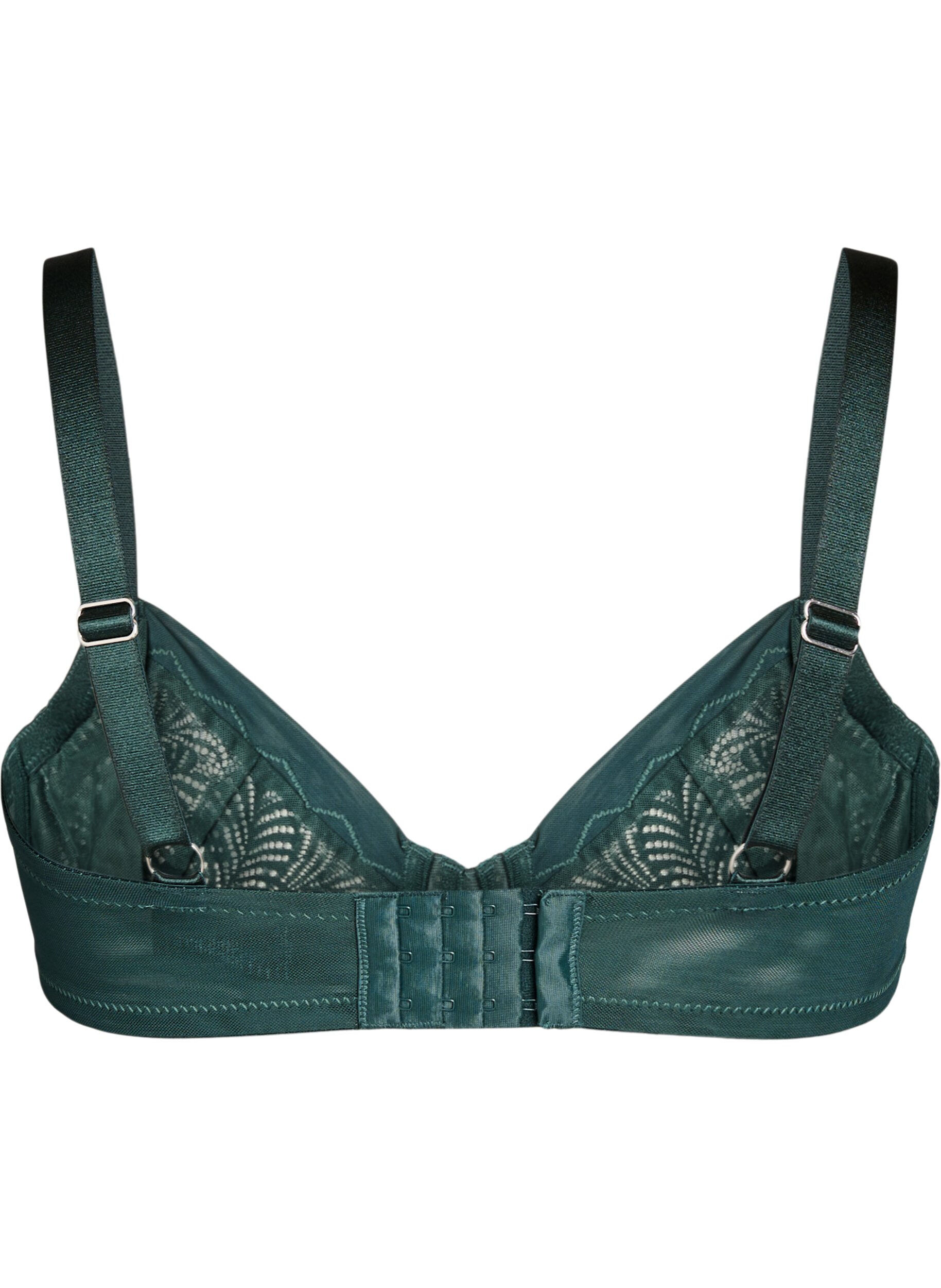 Zizzi Soutien-gorge couvrant avec armatures et dentelle, Vert fonc&eacute;, Packshot image number 1