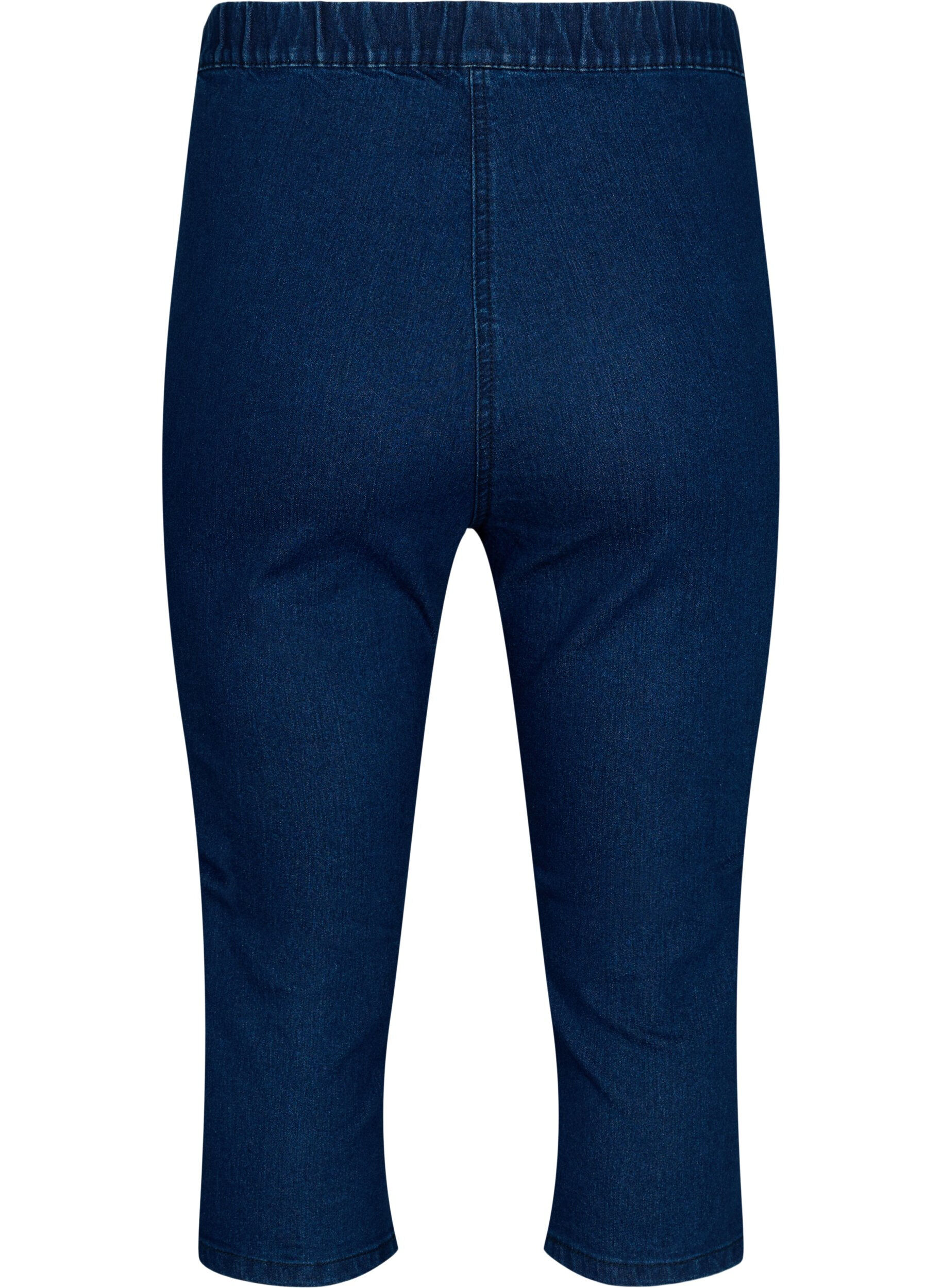 Zizzi FLASH - Hoch taillierte Capri-Hose aus Denim mit Slim Fit, Blau, Packshot image number 1