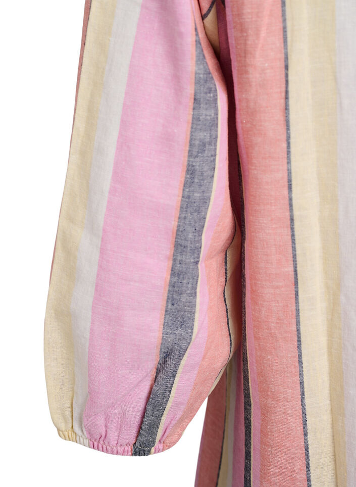 Kleid aus Leinen und Viskose mit 3/4-&Auml;rmeln, Gelb, Packshot image number 3