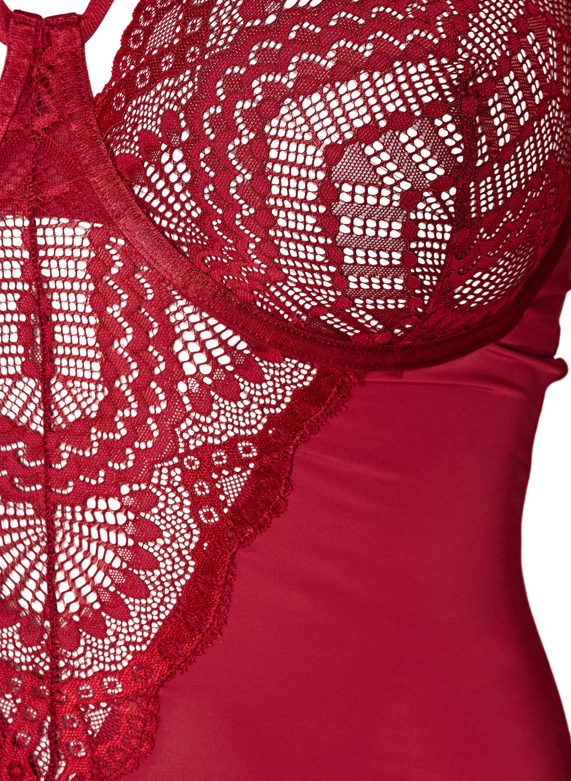 ZizziBody en dentelle &agrave; armatures avec d&eacute;tails de lani&egrave;res, Rouge, Packshot image number 2
