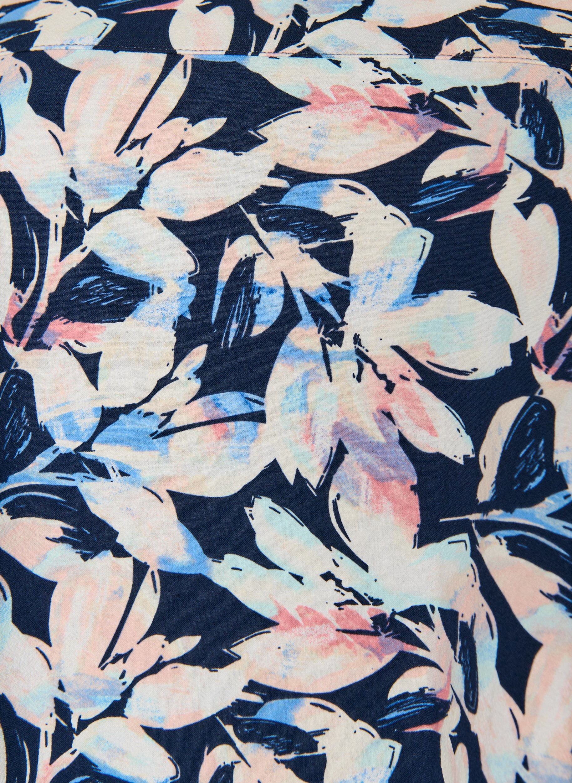 ZizziRobe en coton &agrave; manches courtes avec imprim&eacute;, Bleu, Packshot image number 2