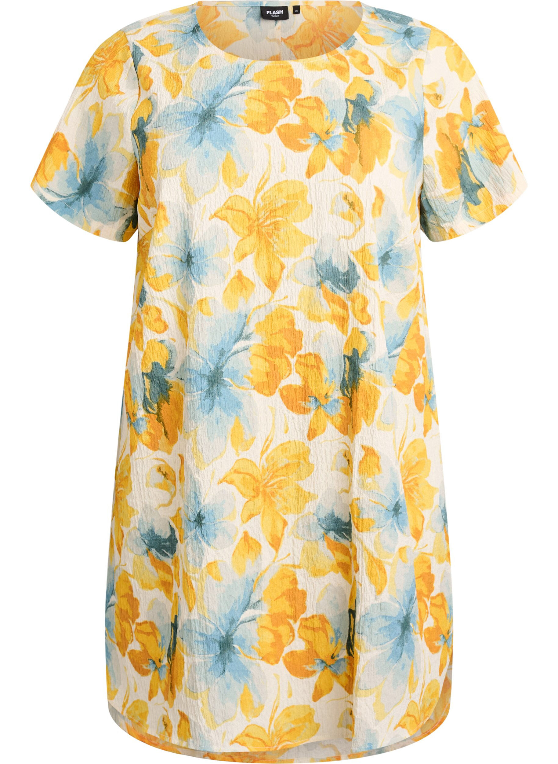 FLASH - Robe courte avec texture froiss&eacute;e et manches courtes