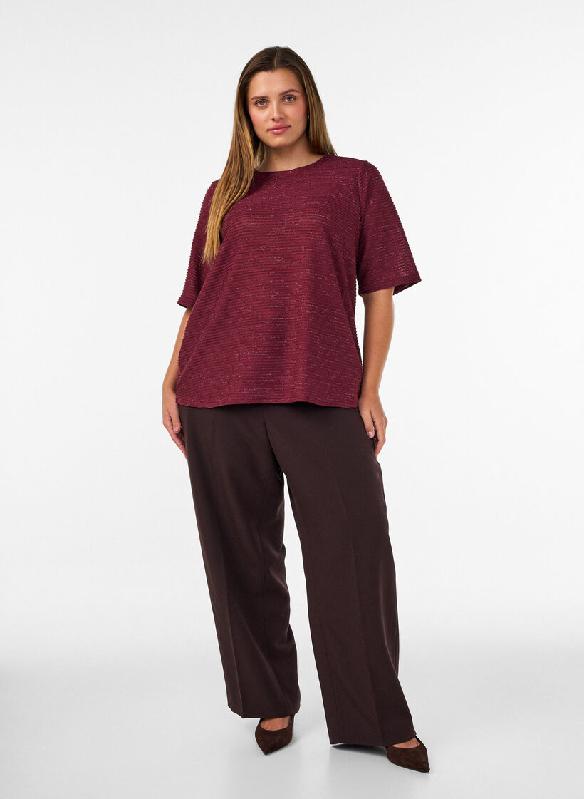 Bluse mit Struktur und Glitzer, Rot, Model image number 1