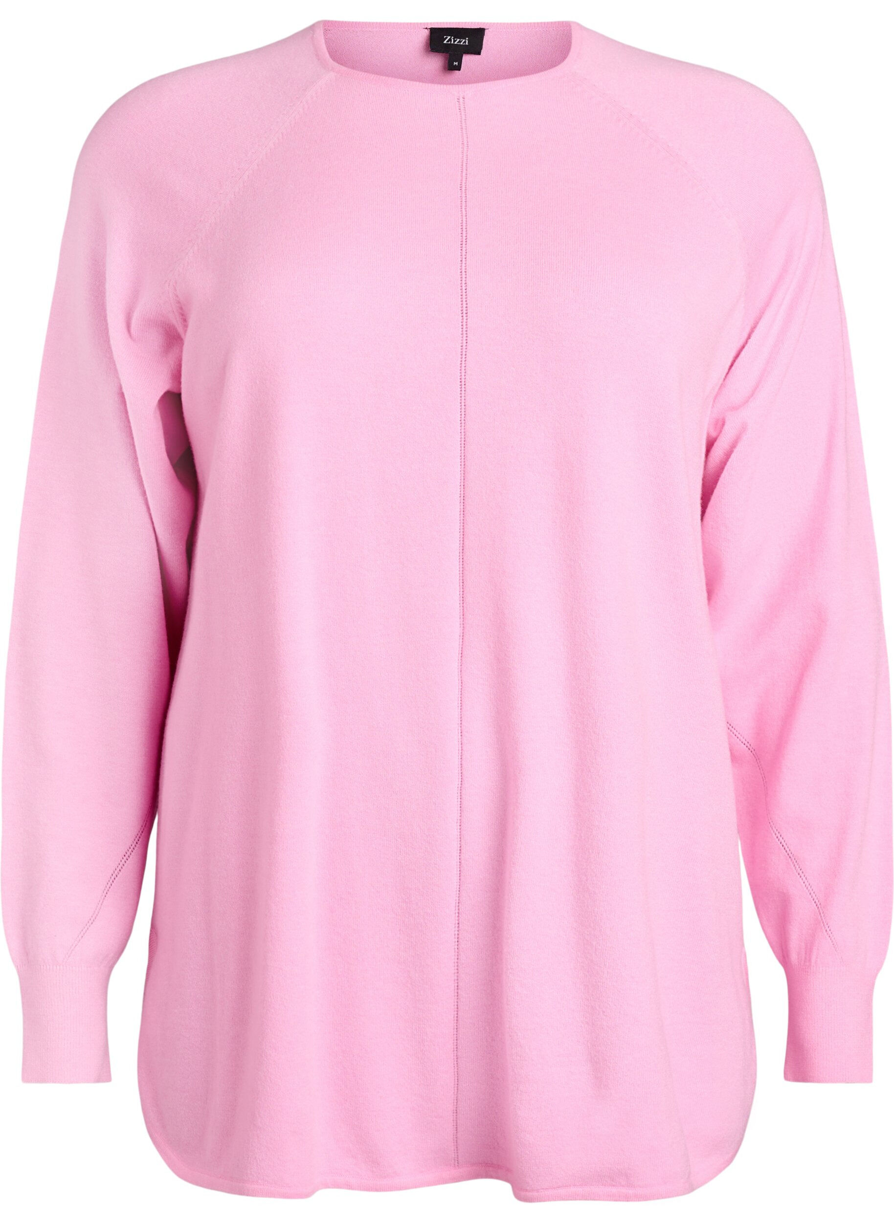 ZizziStrickbluse mit Rundhalsausschnitt und Strickmuster, Pink, Packshot image number 0