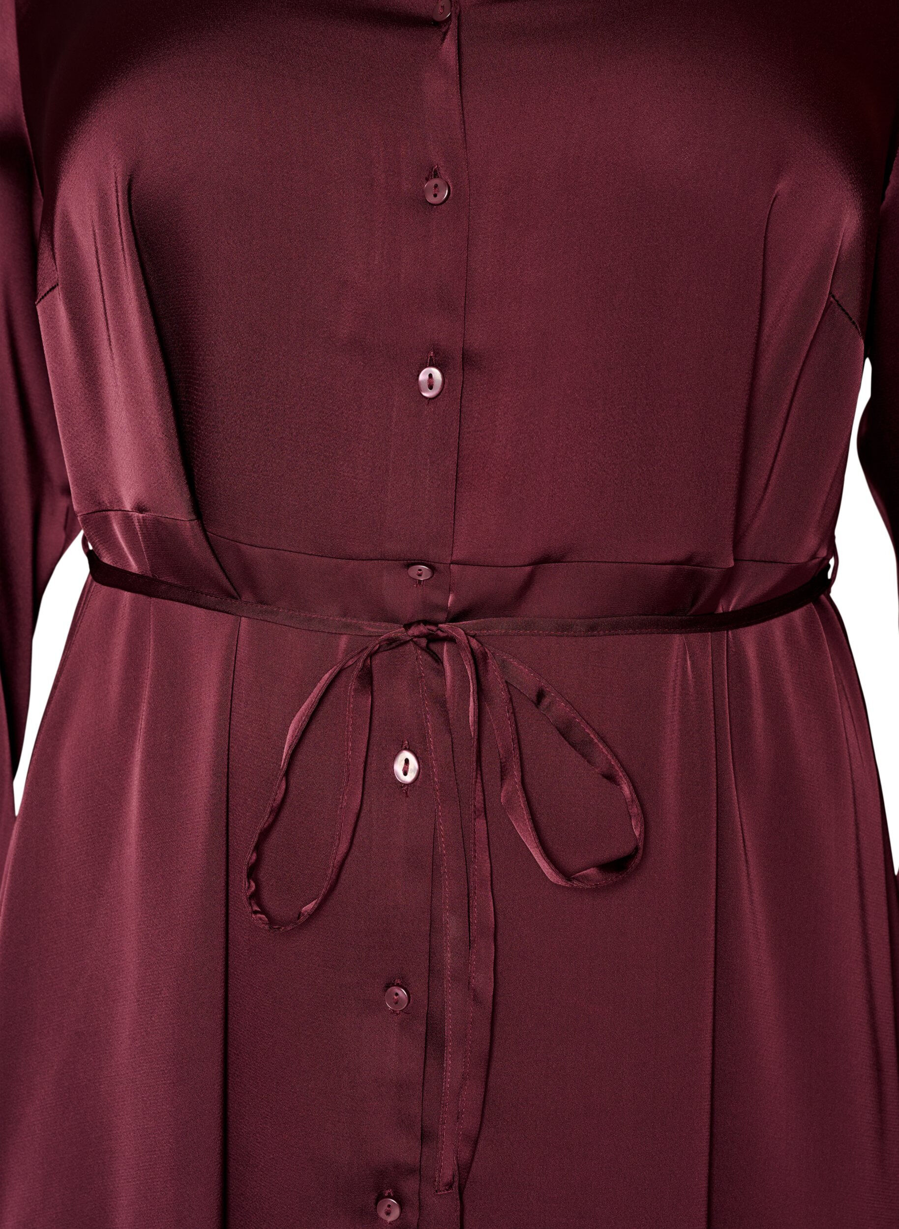 ZizziRobe chemise en satin avec une ceinture &agrave; nouer, Bordeaux, Packshot image number 2